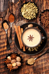 Indian masala chai with spices.