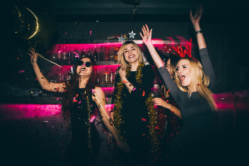 Fototapeta Young woman at club having fun. New year party  obraz