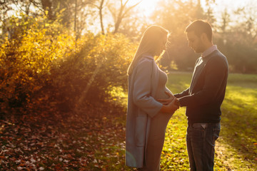 Happy couple in autumn park