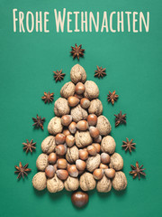 Organic christmas card with abstract christmas tree - german tex