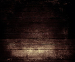 Wood background - table with wooden wall