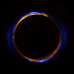 Abstract neon background. luminous swirling bunner. Glowing spiral. 
Shine round frame with light circles light effect. Glowing cover. 
Space for message. Glossy. LED ellipse. Glint