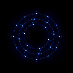 Abstract neon background. luminous swirling bunner. Glowing spiral. 
Shine round frame with light circles light effect. Glowing cover. 
Space for message. Glossy. LED ellipse. Glint