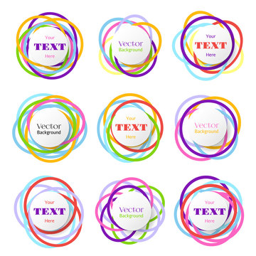 Colored Rings Banners. Colorful Overlapping Circles Bubbles