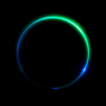 Abstract neon background. luminous swirling bunner. Glowing spiral. 
Shine round frame with light circles light effect. Glowing cover. 
Space for message. Glossy. LED ellipse. Glint