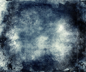 Obraz premium Blue Beautiful abstract watercolor background, vintage grunge texture with faded central area for your text or picture