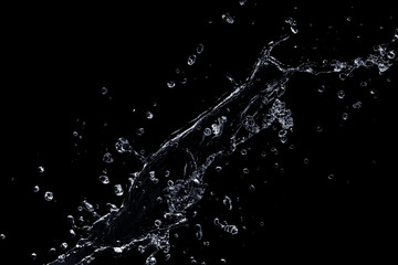  water splash isolated on black background