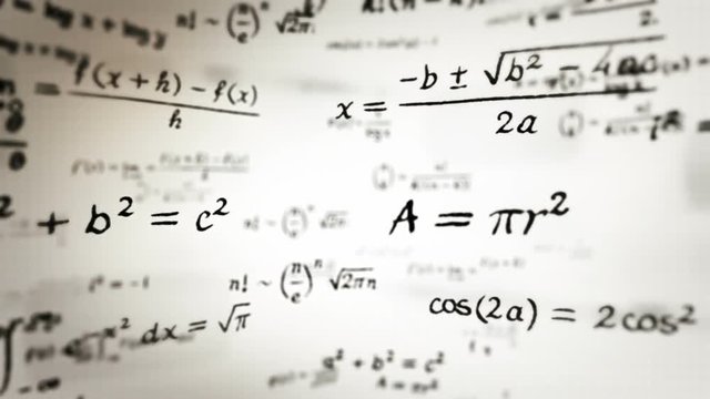Mathematical formulas. 360. White-black. Loopable.