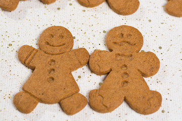 Christmas smiling  gingerbread men couple