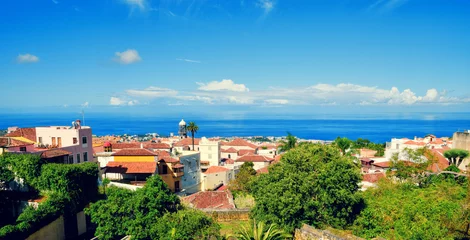 Fotobehang Beautiful panoramic aerial view of La Orotava town. Historical center landmarks and architecture of La Orotava. Tenerife, Canary islands, Spain. © Betelgejze