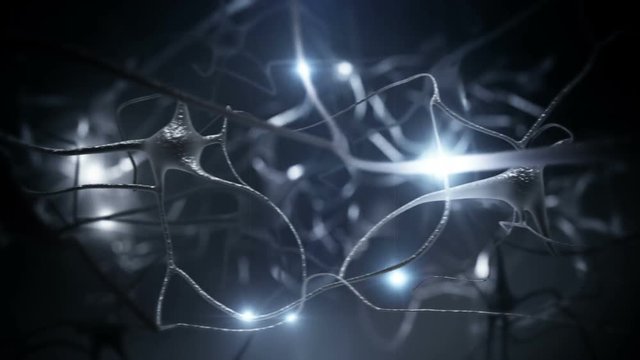 Neurons. Loopable. Black background.