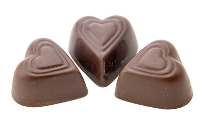 Chocolate candies isolated on white background.