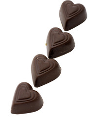Chocolate candies isolated on white background.