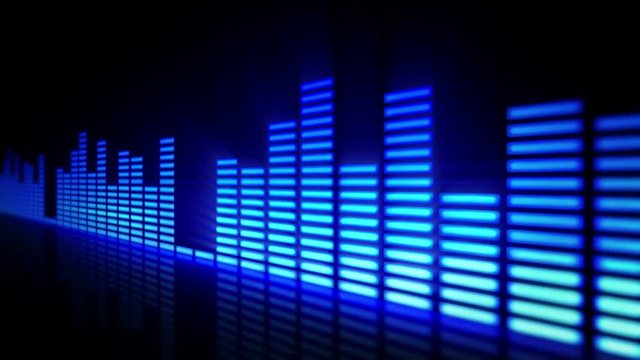 Pulsating audio equalizer waveform bar. Blue.