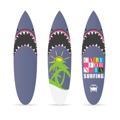surfboard set with shark design color illustration