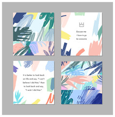 Creative cards, artistic banners, Inspiration quote for social media. Vector