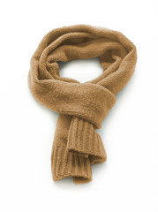 Brown warm scarf on a white background