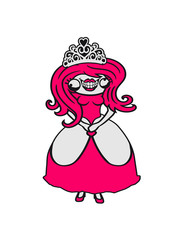 Ugly monster dress girl sexy woman queen princess queen crown girl cute sweet face comic cartoon design cool crazy crazy confused stupid silly comical