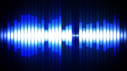 Pulsating audio equalizer waveform bar. Blue and orange. Loopable.
