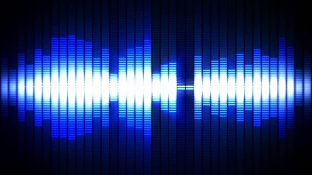 Pulsating audio equalizer waveform bar. Blue and orange. Loopable.