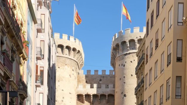 valencia establishing shot of torres de quart cuart towers