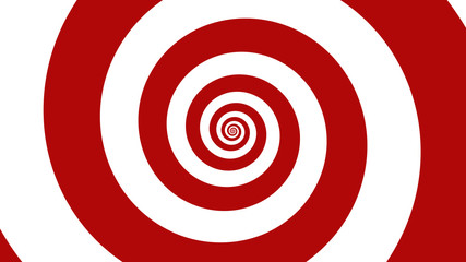 Carnival red & White spiral Optical illusion illustration, abstract background graphics asset, Hypnotising whirlpool effect