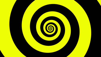 Yellow & Black spiral Optical illusion illustration, abstract background graphics asset, Hypnotising whirlpool effect