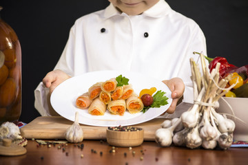 pickled cabbage leaves with carrot