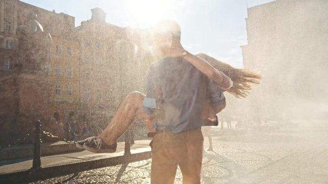 Cheerful couple enjoying the summer time