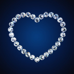 Diamonds shaped as heart on a gradient background