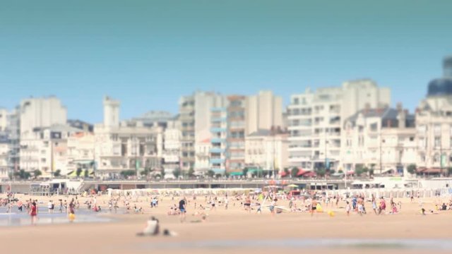 Busy Beach At Les Sables D'Olonne France On A Hot Summers Day