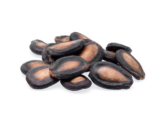 Watermelon seeds on white background