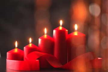 ribbon and candles