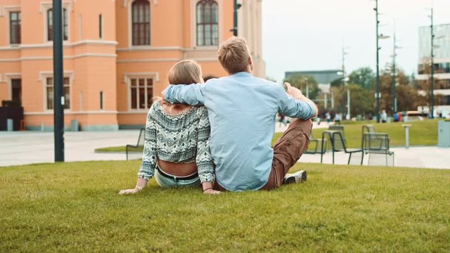 Young, cheerful couple relaxing in the summer day