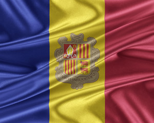 Andorra flag with a glossy silk texture.
