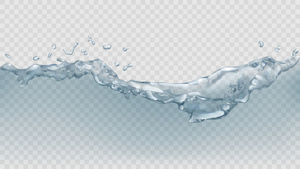 Transparent water wave. Transparency only in vector file - obrazy, fototapety, plakaty