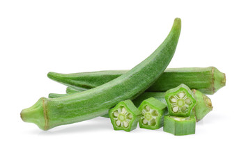 fresh okra isolated on white background