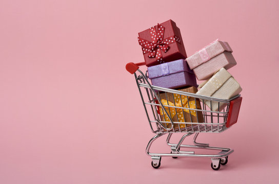 shopping cart full of gifts
