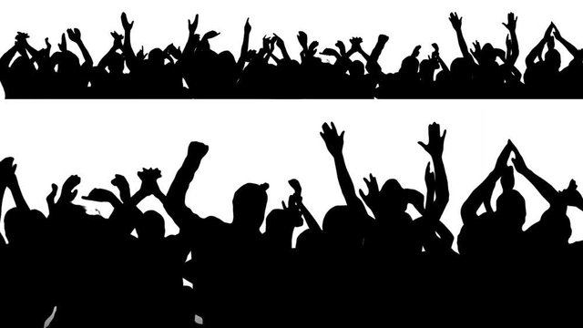 Cheering crowd silhouettes. 2 in 1. Concert.