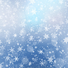 Falling snow texture. Winter festive background. Vector Illustration.
