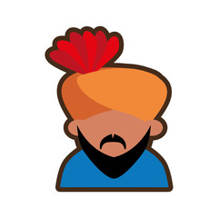 avatar indian man bearded turban design vector illustration eps 10