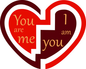Heart logo. Heart icon.  I am you. You are me. It can be used as design elements in your project will dedicate. Vector. Abstract.
