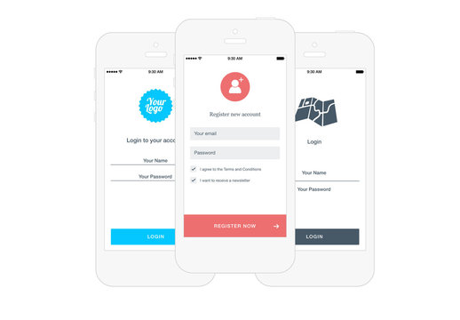 Basic Set of Mobile Login Screen Layouts