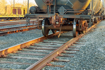 Obraz premium cargo wagons in the train station