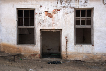Old window, door in vintage house.