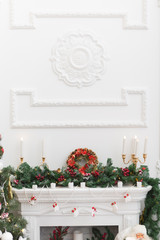 Decorated Christmas tree on blurred, sparkling and fairy background