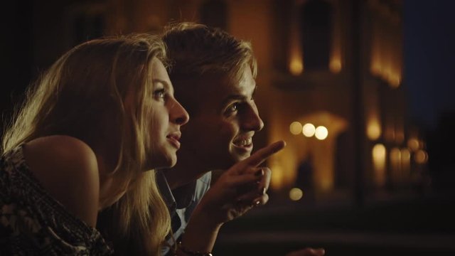 Adorable, cheerful couple in the romantic mood