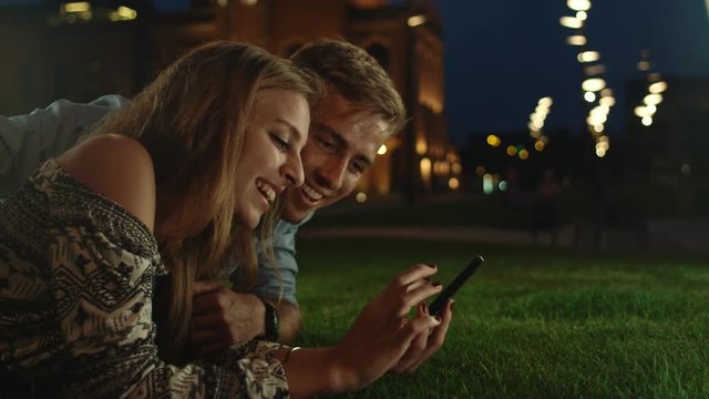 Adorable, cheerful couple in the romantic mood