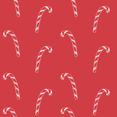 Set of hand drawn stars and chrismas tree. Retro vintage style. Seamless background. chrismas pattern on red background.