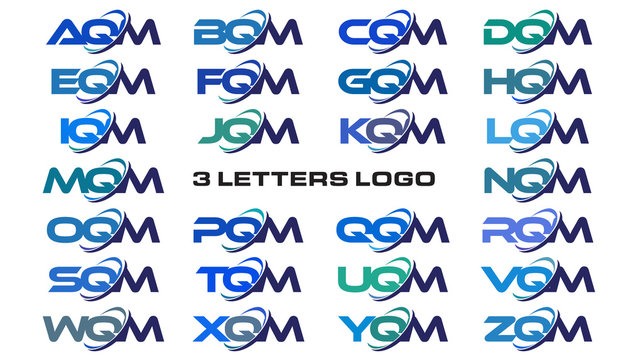 3 letters modern generic swoosh logo AQM, BQM, CQM, DQM, EQM, FQM, GQM, HQM, IQM, JQM, KQM, LQM, MQM, NQM, OQM, PQM, QQM, RQM, SQM, TQM, UQM, VQM, WQM, XQM, YQM, ZQM